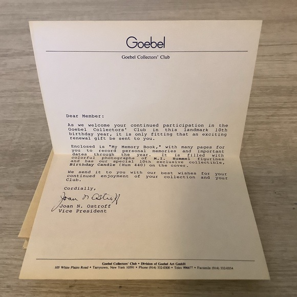 Vtg. 1986 Goebel Collector's Club M.J. Hummel My Memory Book Plus Bonus Letter - Picture 3 of 16